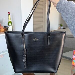 Kate Spade Black Tote Bag with Bow Accent